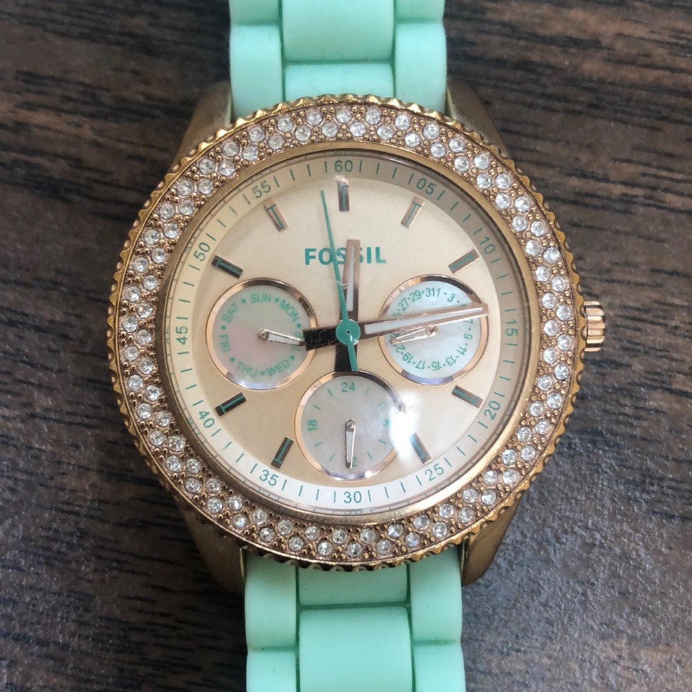 Teal Watch with Crystals
